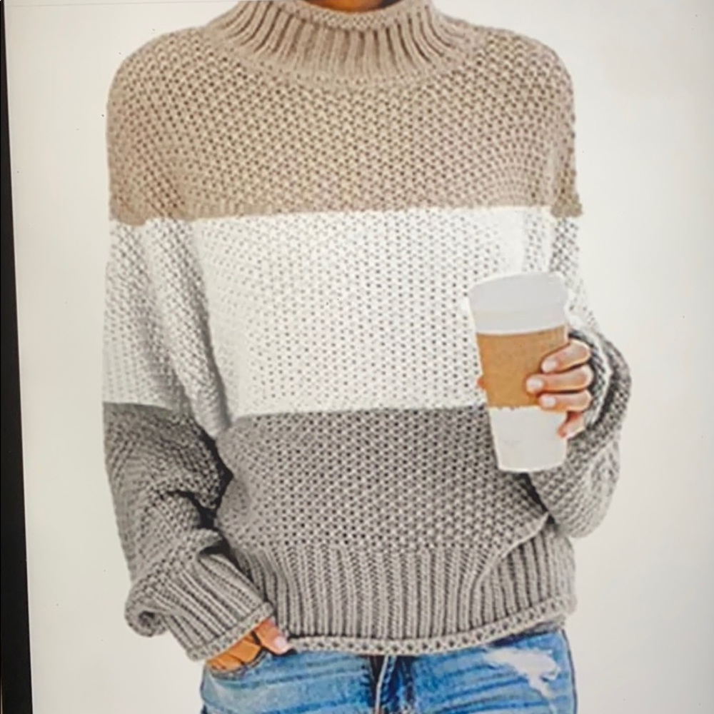 🔥Oversized Color Block Chunky Knit Sweater